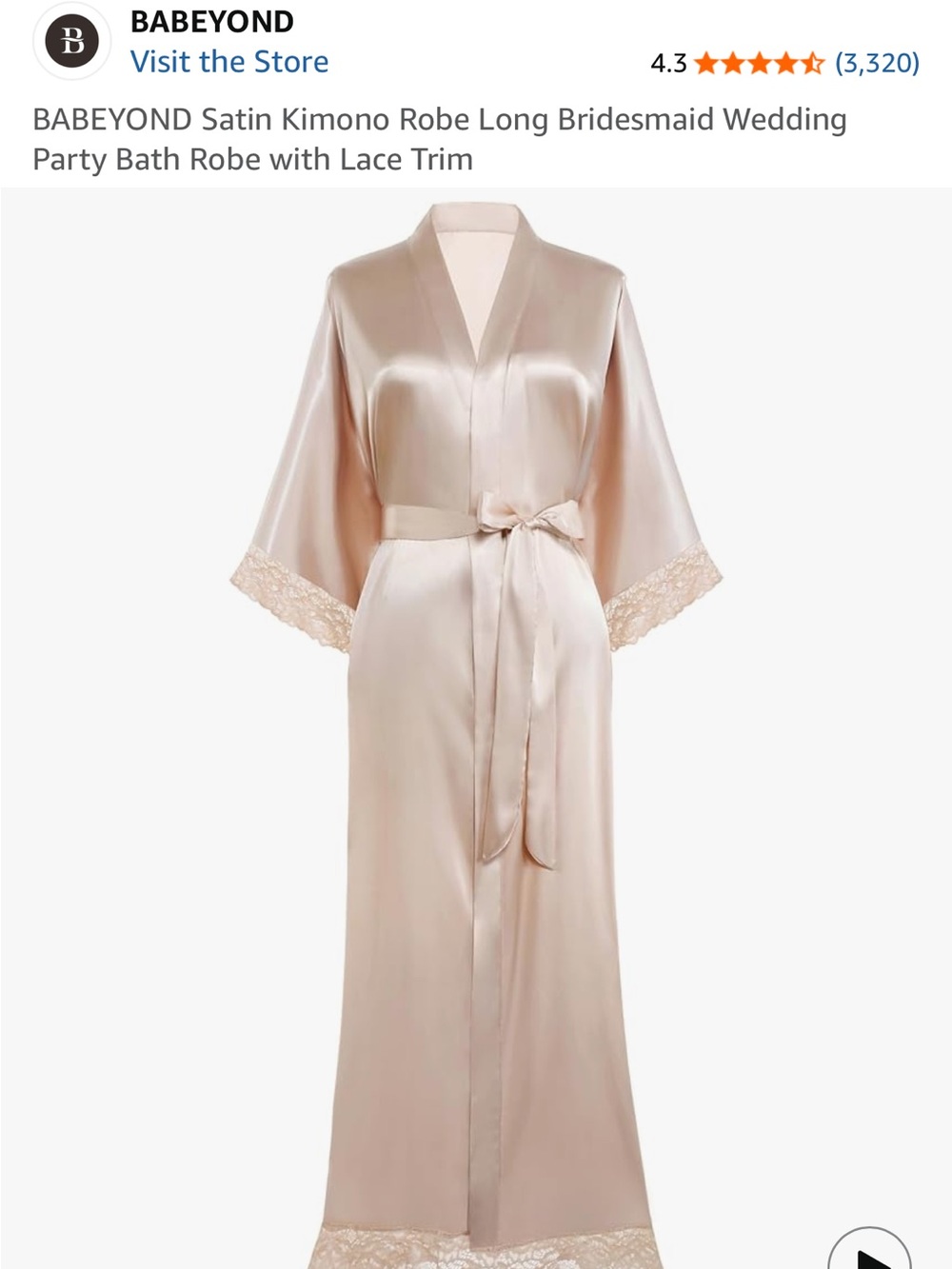 BABEYOND Satin Long Kimono Robe in Champagne